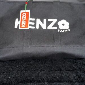 Kenzo Black Duffel Bag with White Logo